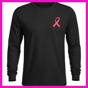 NWOT Jerzees Dri-Power Long Sleeve Shirt Back The Pink Breast Cancer Awareness L